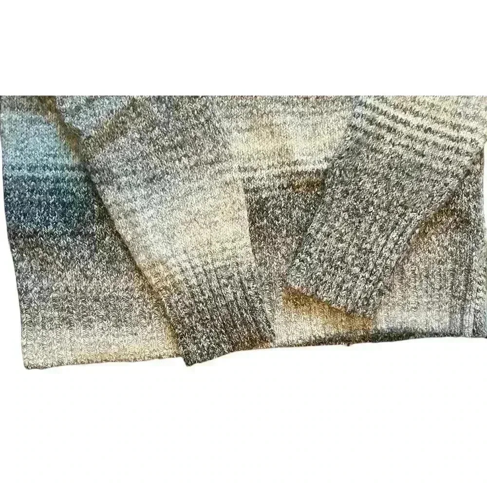 Chaps Womens Large Grey Beige Ombre Space Dye Mock Neck Raglan Sweater - Picture 8 of 9